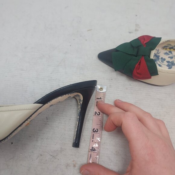 Gucci Sackville White Web Bow Heel Mule Shoe - Picture 8 of 13